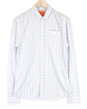 SCOTCH & SODA Men Shirt L Patch Pocket Button-Up Pure Cotton Checked Blue White