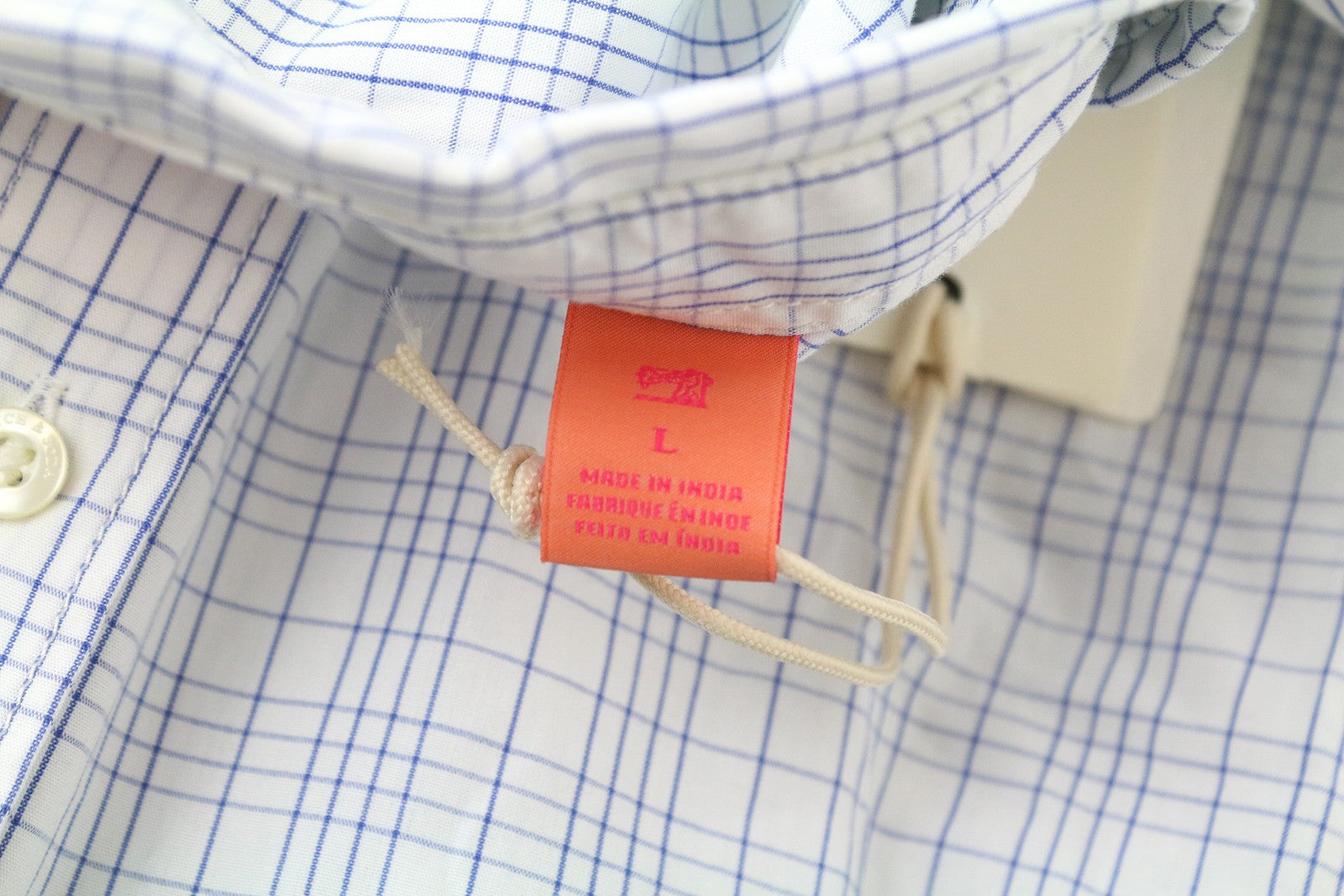 SCOTCH & SODA Men Shirt L Patch Pocket Button-Up Pure Cotton Checked Blue White