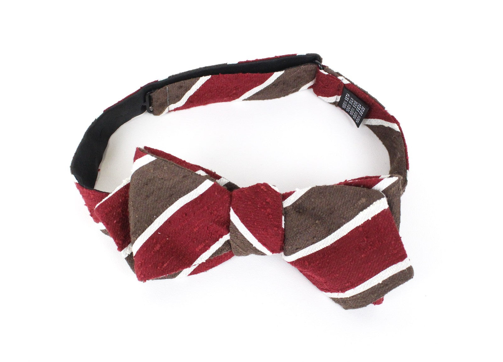 SUITSUPPLY Men Bowtie ~45 cm Red Brown Pure Silk Stripe Butterfly Classic Formal