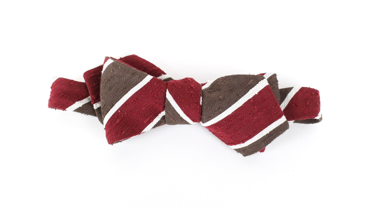 SUITSUPPLY Men Bowtie ~45 cm Red Brown Pure Silk Stripe Butterfly Classic Formal