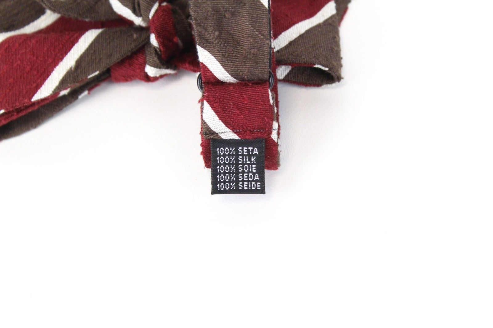 SUITSUPPLY Men Bowtie ~45 cm Red Brown Pure Silk Stripe Butterfly Classic Formal