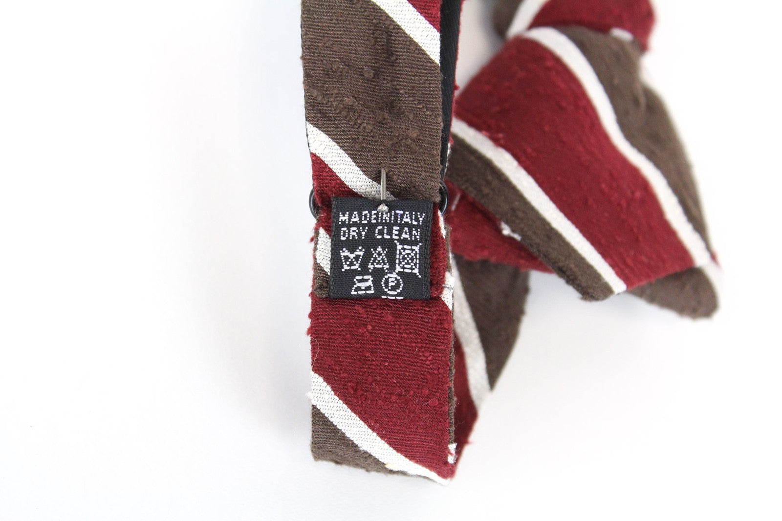 SUITSUPPLY Men Bowtie ~45 cm Red Brown Pure Silk Stripe Butterfly Classic Formal