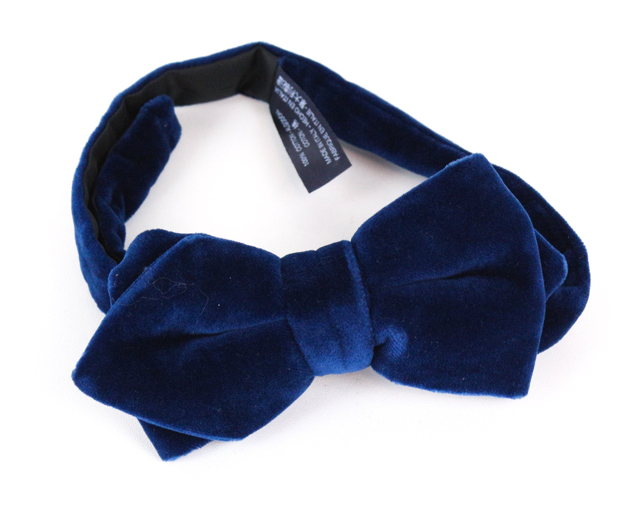 SUITSUPPLY Men Bowtie ~49 cm Formal Blue Pure Cotton Classic Velvet Butterfly