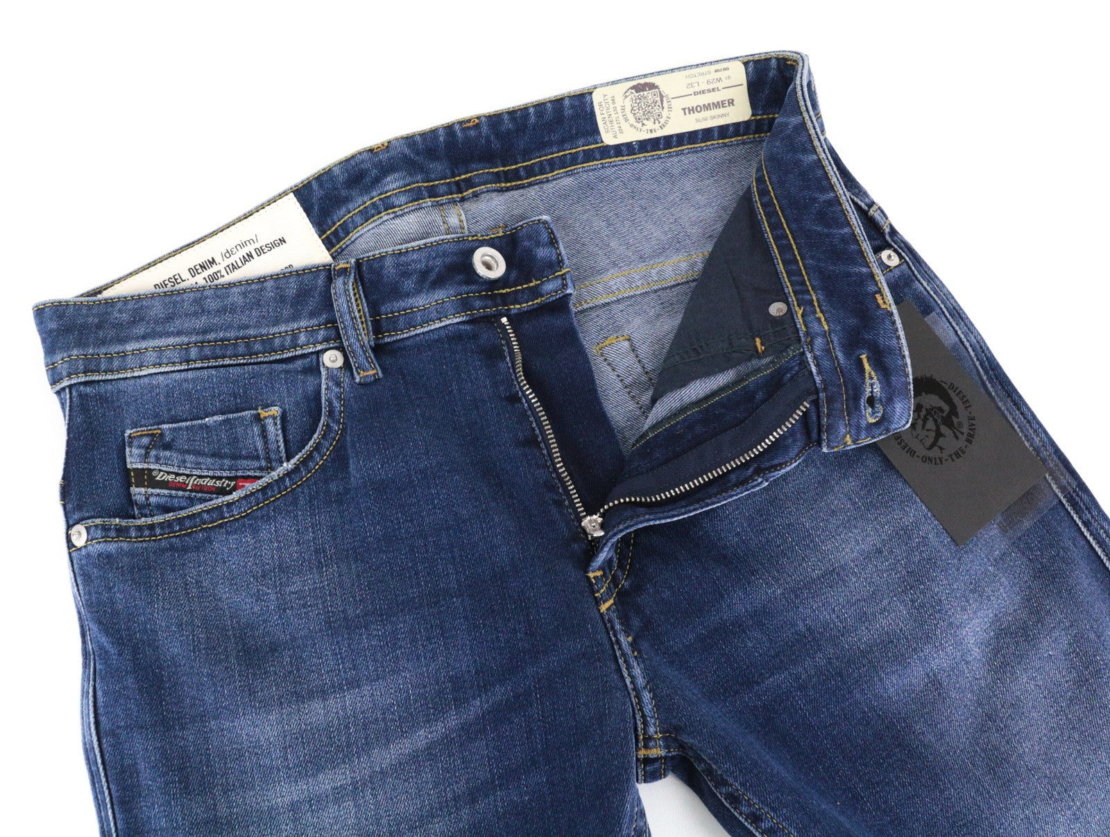 DIESEL Thommer 0870F Men Jeans W29/L32 Washed Out Slim Skinny Fit Blue Zip-Fly