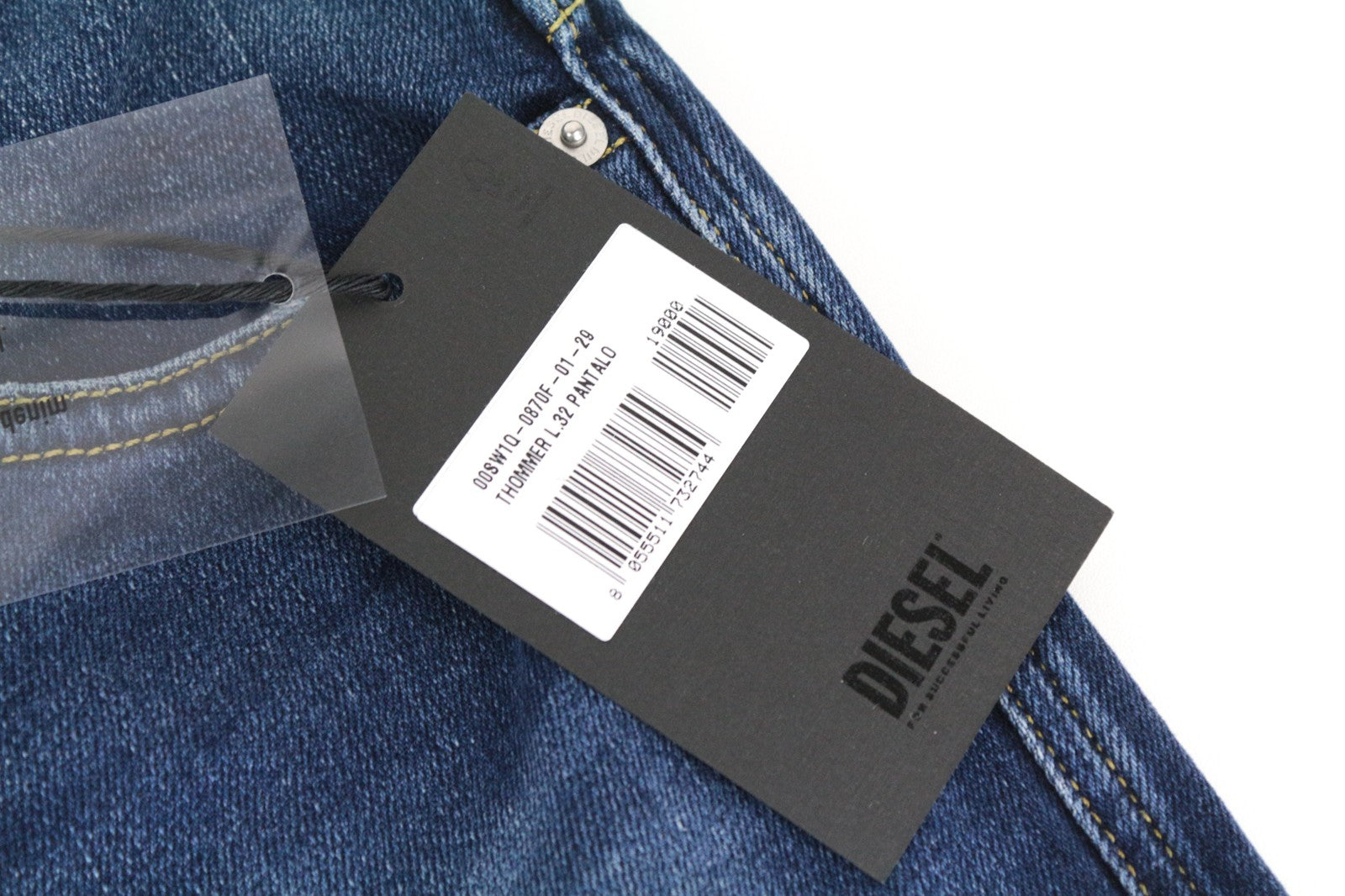 DIESEL Thommer 0870F Men Jeans W29/L32 Washed Out Slim Skinny Fit Blue Zip-Fly