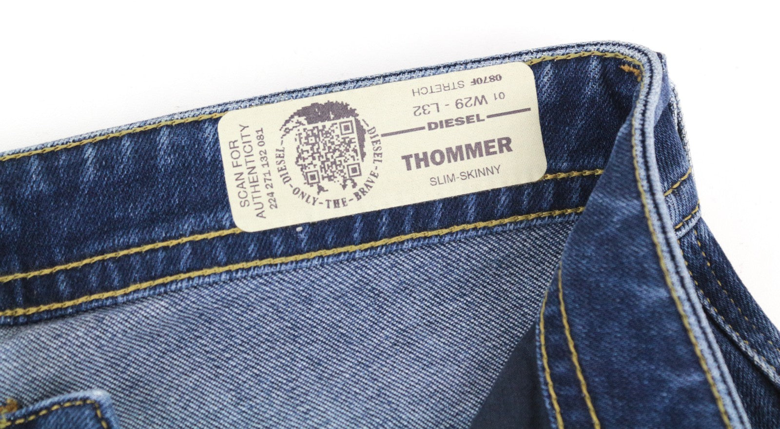 DIESEL Thommer 0870F Men Jeans W29/L32 Washed Out Slim Skinny Fit Blue Zip-Fly