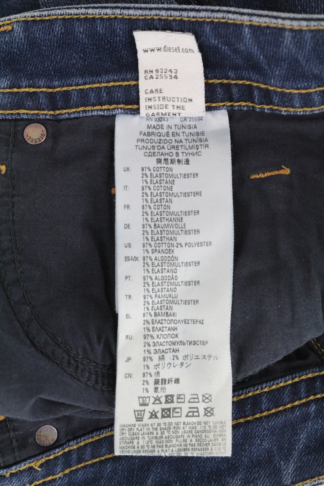 DIESEL Thommer 0870F Men Jeans W29/L32 Washed Out Slim Skinny Fit Blue Zip-Fly