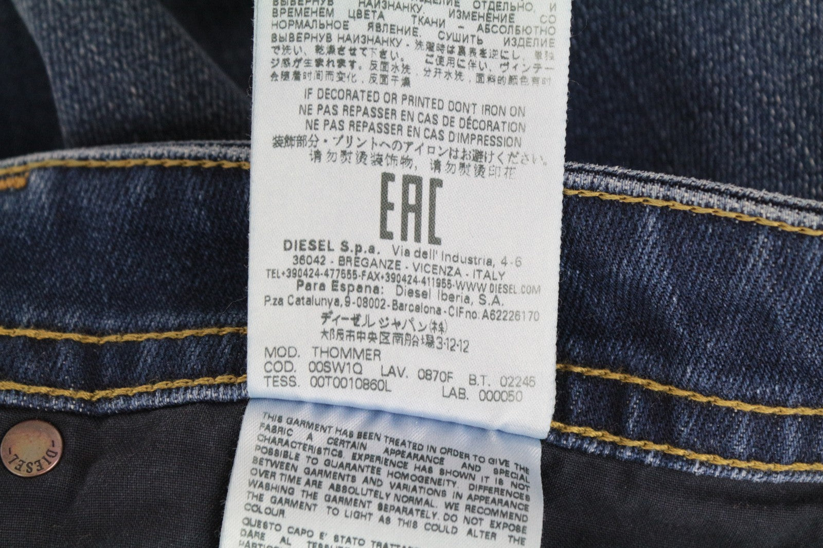 DIESEL Thommer 0870F Men Jeans W29/L32 Washed Out Slim Skinny Fit Blue Zip-Fly