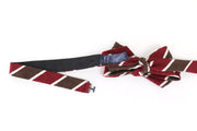 SUITSUPPLY Men Bowtie ~48 cm Brown Red White Striped Pure Silk Formal Butterfly