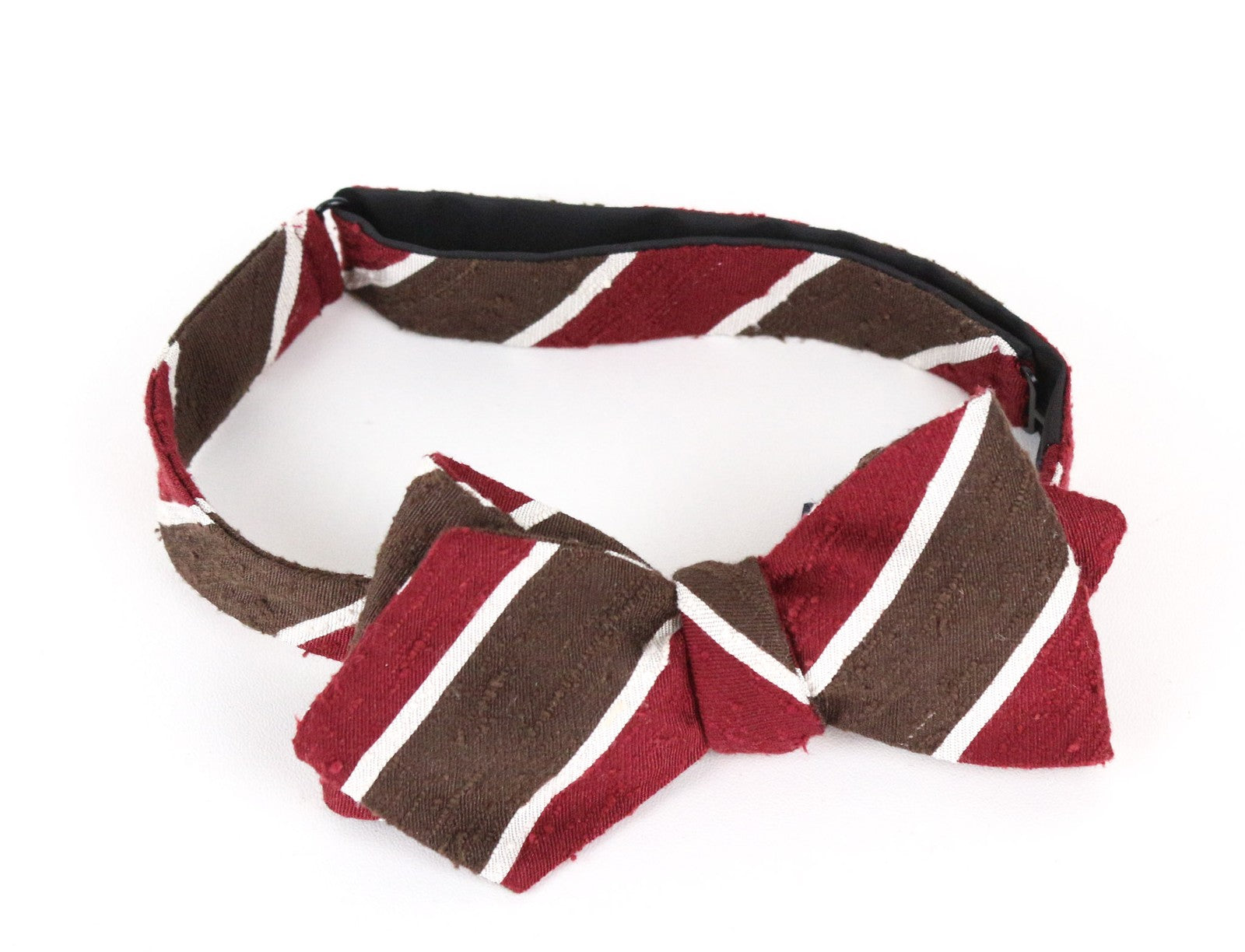 SUITSUPPLY Men Bowtie ~48 cm Brown Red White Striped Pure Silk Formal Butterfly