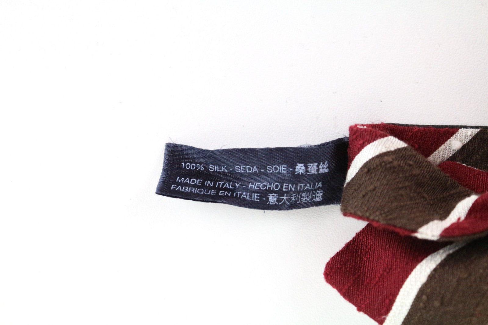 SUITSUPPLY Men Bowtie ~48 cm Brown Red White Striped Pure Silk Formal Butterfly