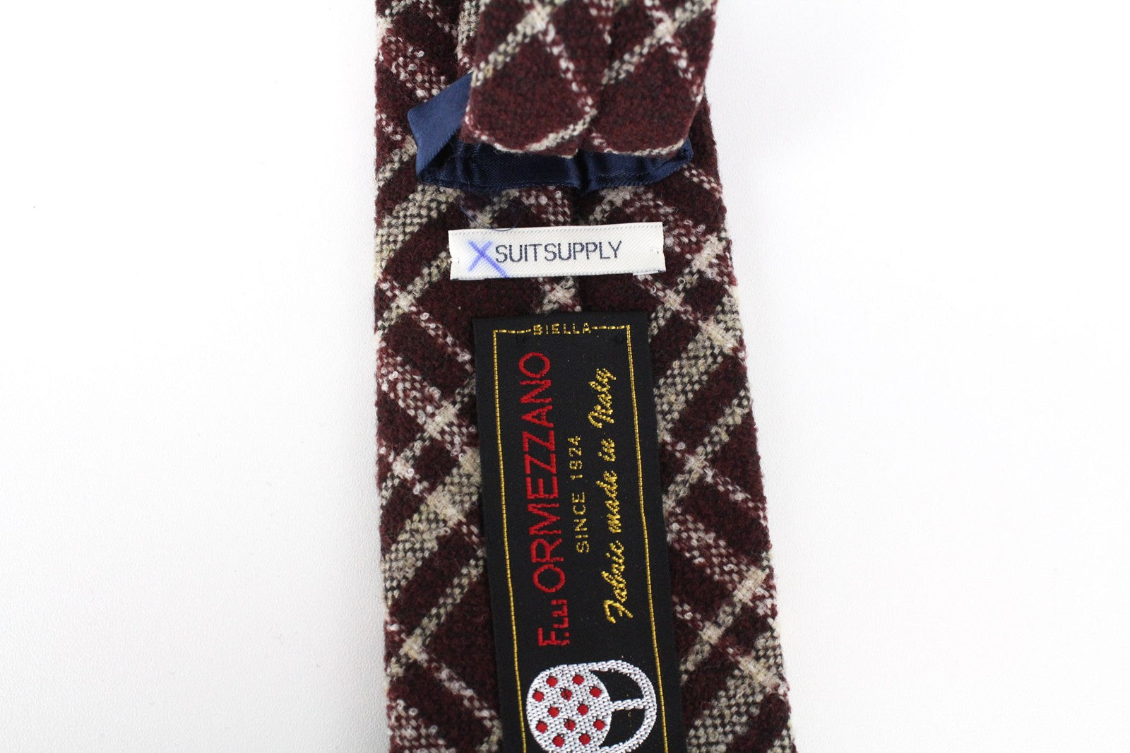 SUITSUPPLY Men Tie ~150 x 8 cm Purple Wool Blend Checked Pattern Classic Formal