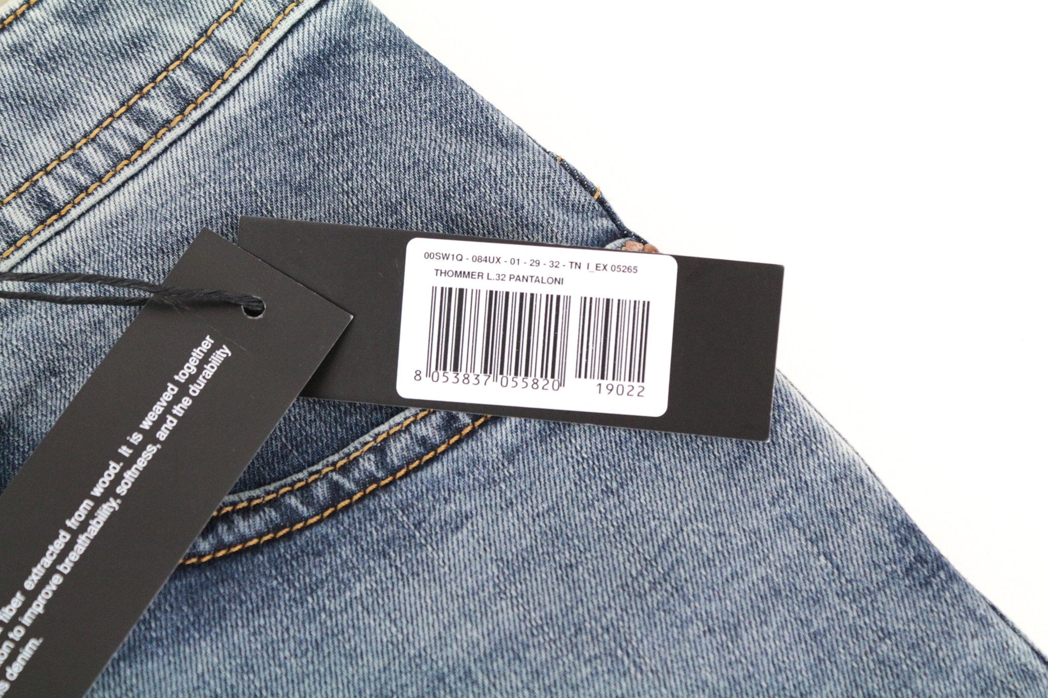 DIESEL Thommer 084UX Men Jeans W29/L33 Blue Stone Wash Slim Skinny Stain Zip Fly