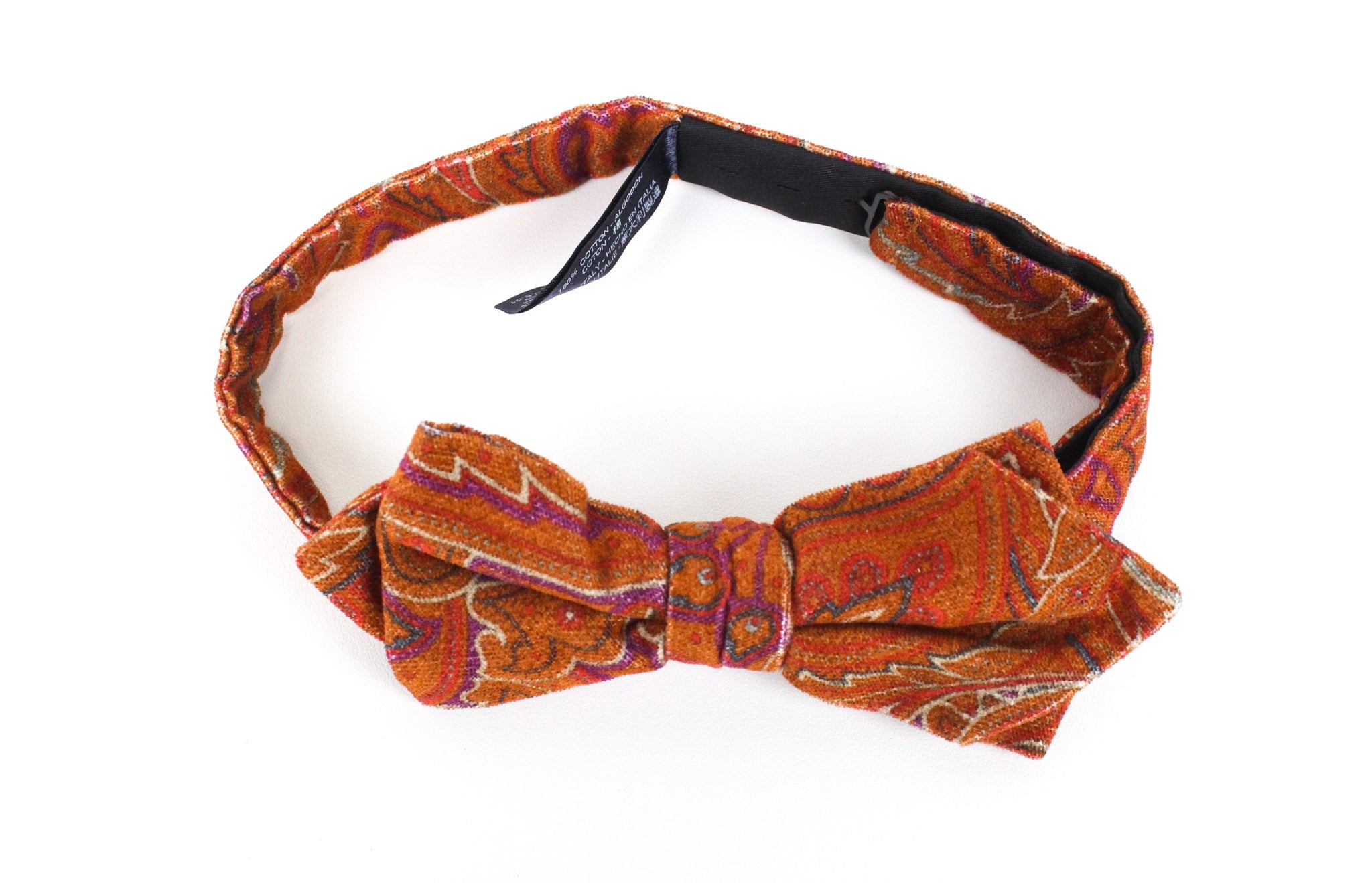 SUITSUPPLY Men Bowtie ~49 cm Orange Pure Cotton Patterned Butterfly Formal