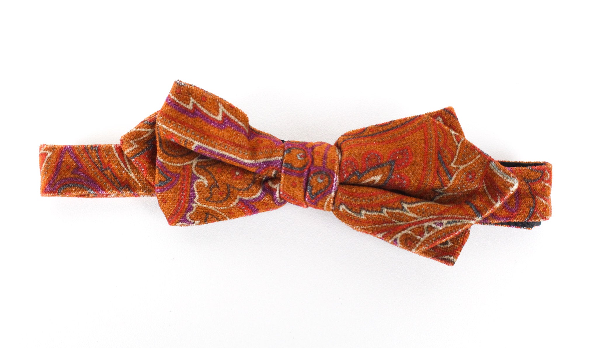 SUITSUPPLY Men Bowtie ~49 cm Orange Pure Cotton Patterned Butterfly Formal