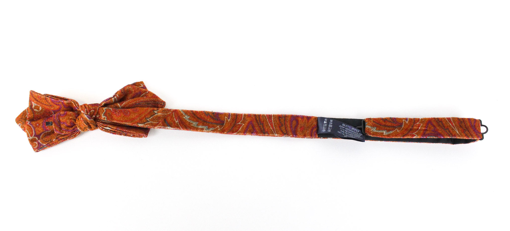 SUITSUPPLY Men Bowtie ~49 cm Orange Pure Cotton Patterned Butterfly Formal