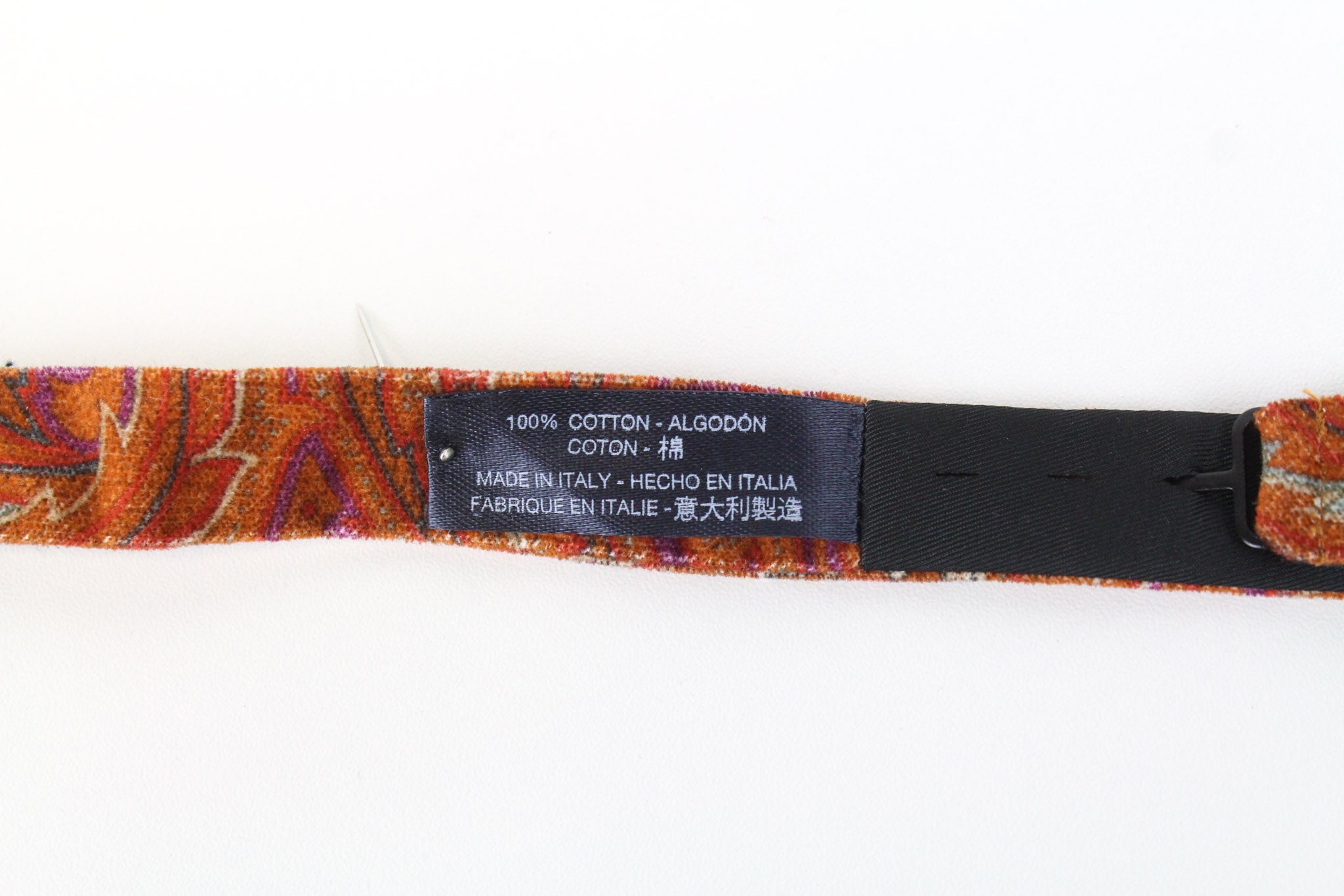 SUITSUPPLY Men Bowtie ~49 cm Orange Pure Cotton Patterned Butterfly Formal