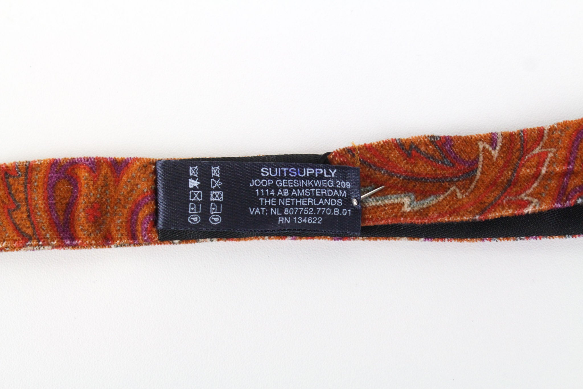 SUITSUPPLY Men Bowtie ~49 cm Orange Pure Cotton Patterned Butterfly Formal