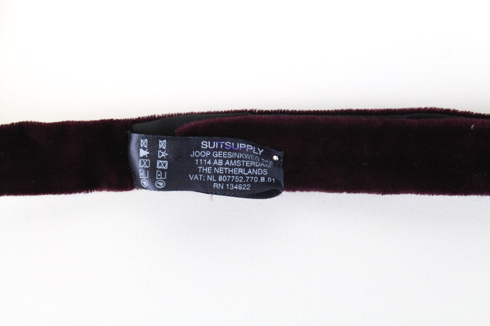 SUITSUPPLY Men Bowtie ~49 cm Purple Pure Cotton Classic Formal Butterfly Velvet