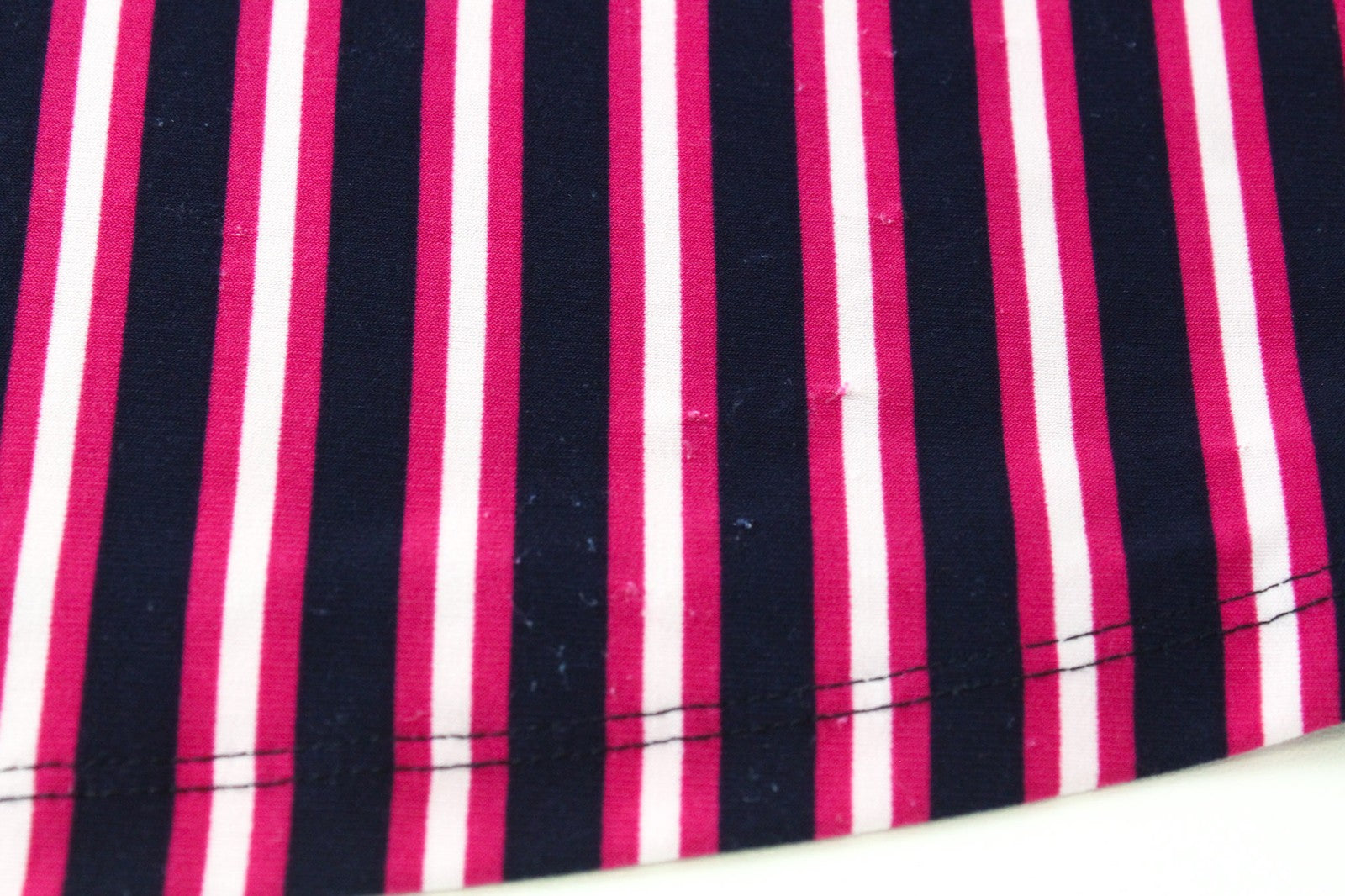 RALPH LAUREN Women Dress US4 Navy Purple Stretch Short Sleeved V-Neck Striped