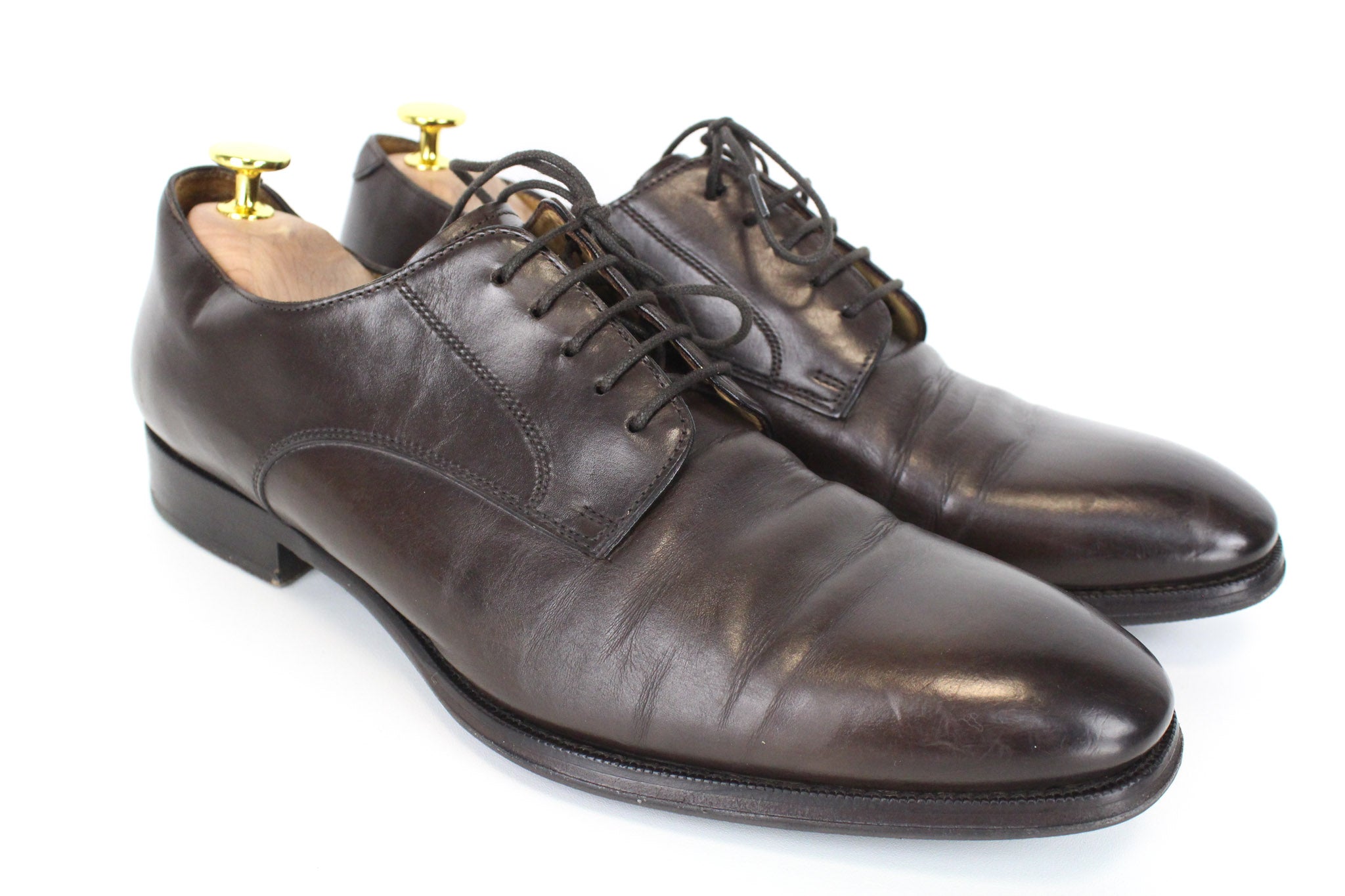 SUITSUPPLY Men Formal Shoes EU43 Dark Brown Laced Low-Top Genuine Leather UK9