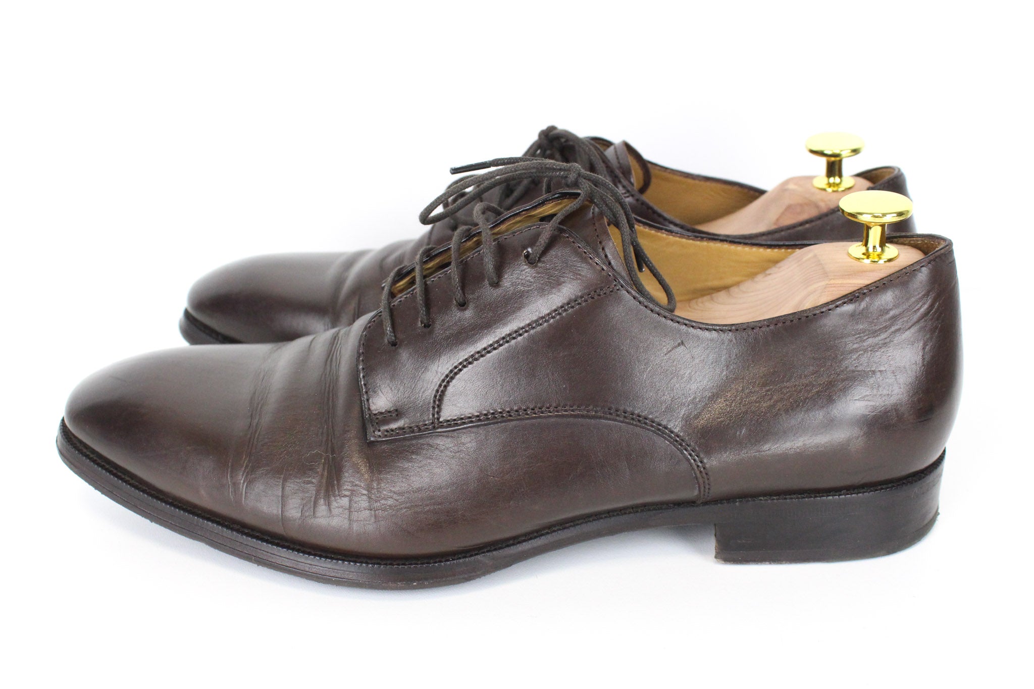 SUITSUPPLY Men Formal Shoes EU43 Dark Brown Laced Low-Top Genuine Leather UK9