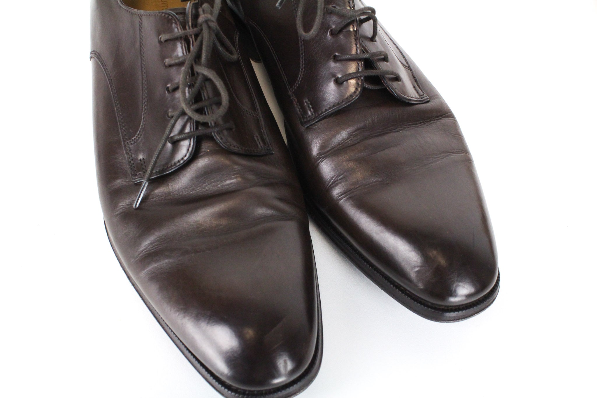 SUITSUPPLY Men Formal Shoes EU43 Dark Brown Laced Low-Top Genuine Leather UK9