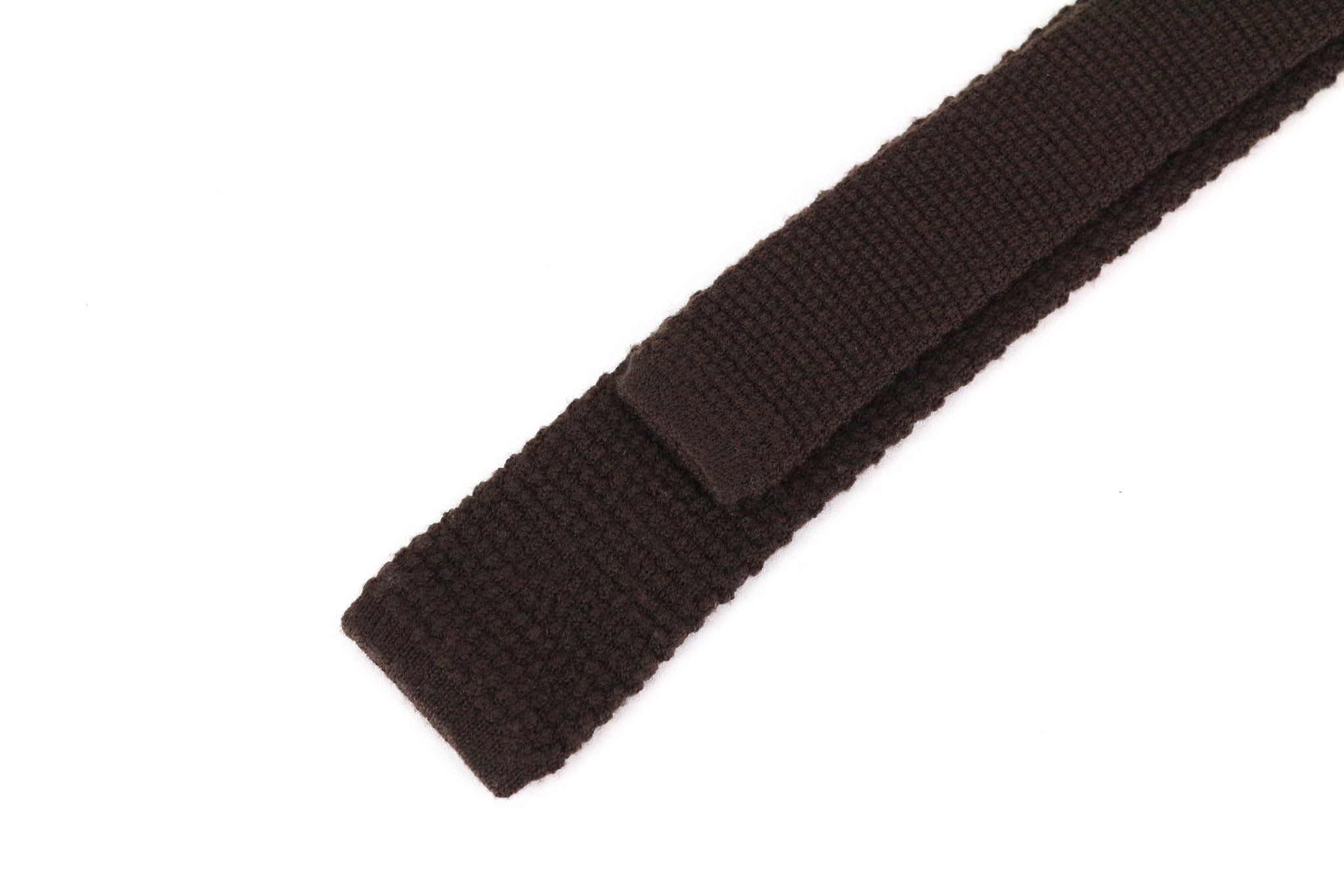 SUITSUPPLY Men Tie ~150 x 6.5 cm Dark Brown Wool Squared-End Knitted Classic
