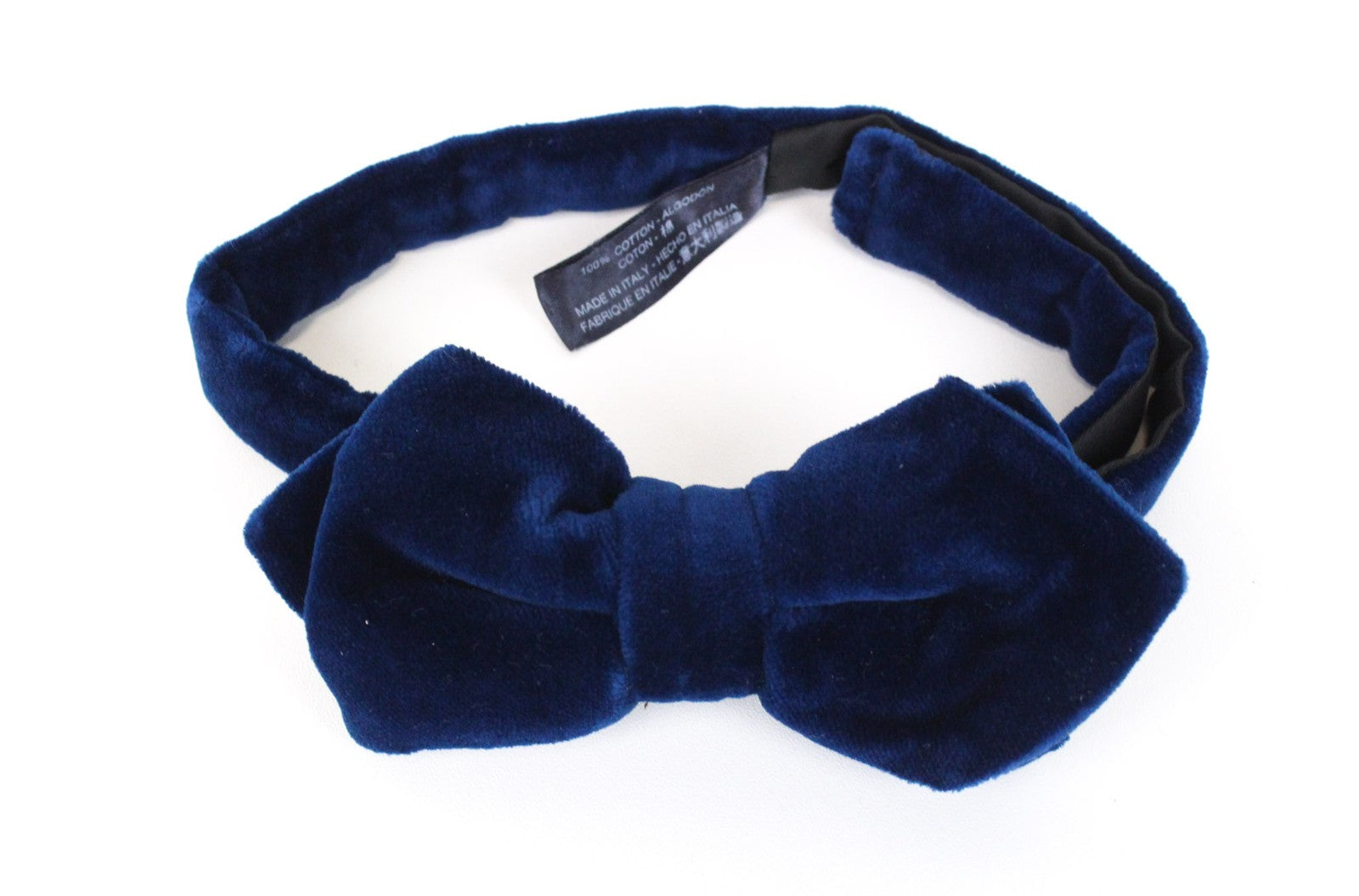 SUITSUPPLY Men Bowtie ~49 cm Blue Pure Cotton Classic Formal Butterfly Velvet