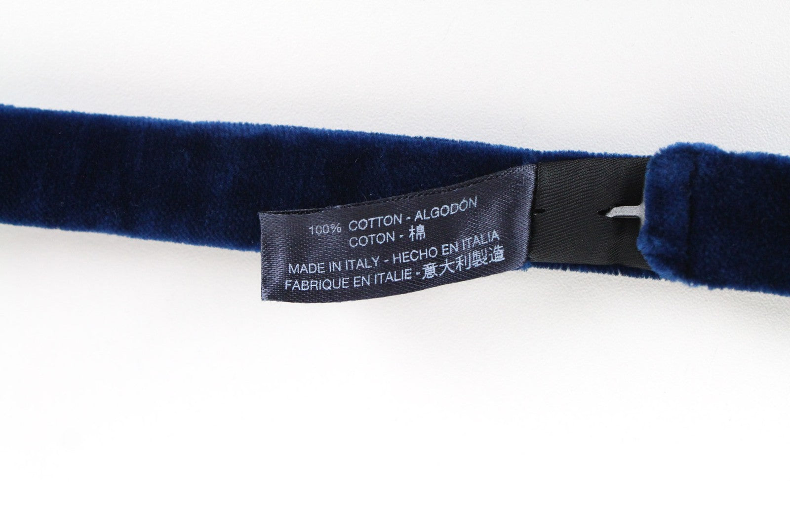 SUITSUPPLY Men Bowtie ~49 cm Blue Pure Cotton Classic Formal Butterfly Velvet