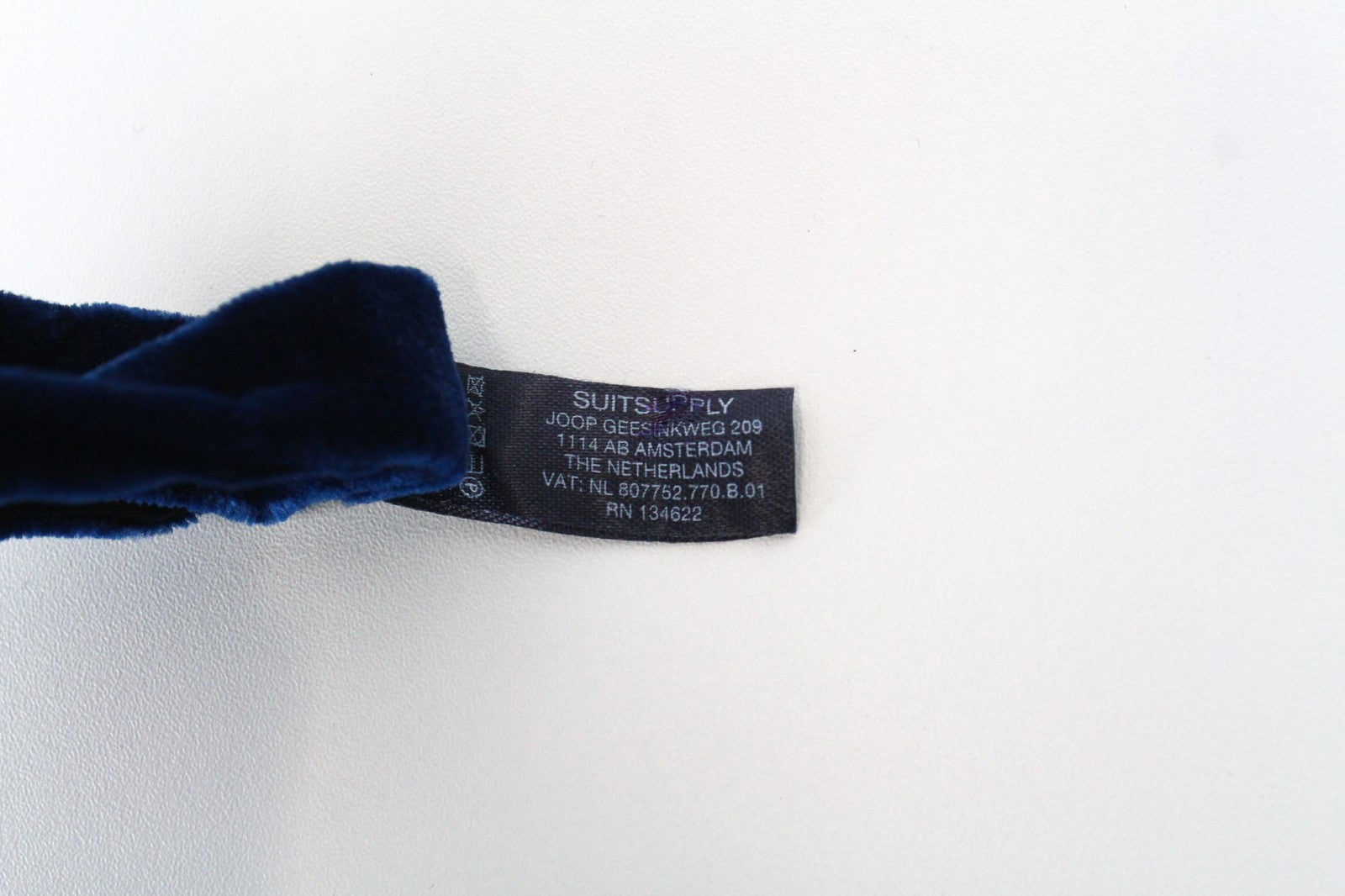 SUITSUPPLY Men Bowtie ~49 cm Blue Pure Cotton Classic Formal Butterfly Velvet