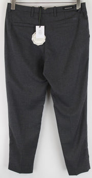 DENHAM Ocean Women Trousers S Grey Stretch Pleated Front Formal Cropped