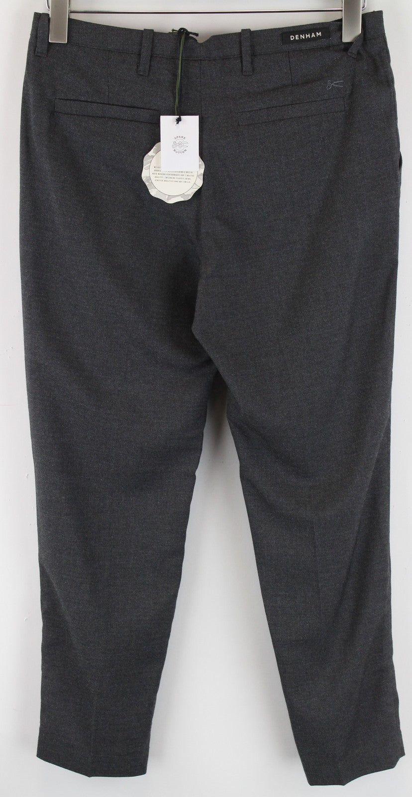 DENHAM Ocean Women Trousers S Grey Stretch Pleated Front Formal Cropped