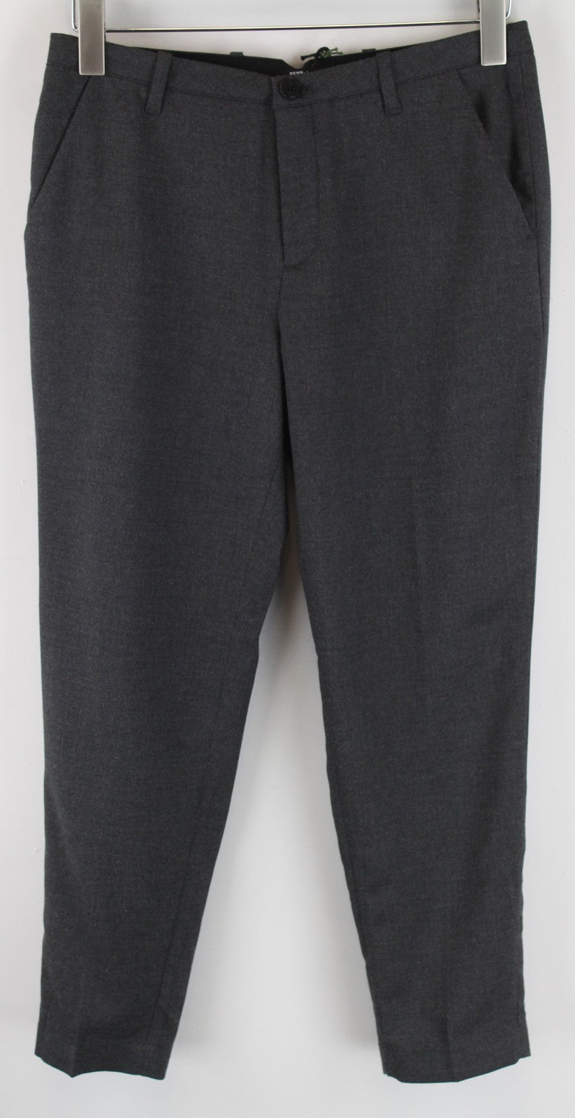 DENHAM Ocean Women Trousers S Grey Stretch Pleated Front Formal Cropped