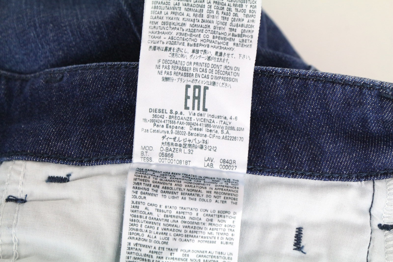 DIESEL D-Bazer 084GR Men Jeans W27/L32 Boys Tapered Fit Blue Cotton Stretch