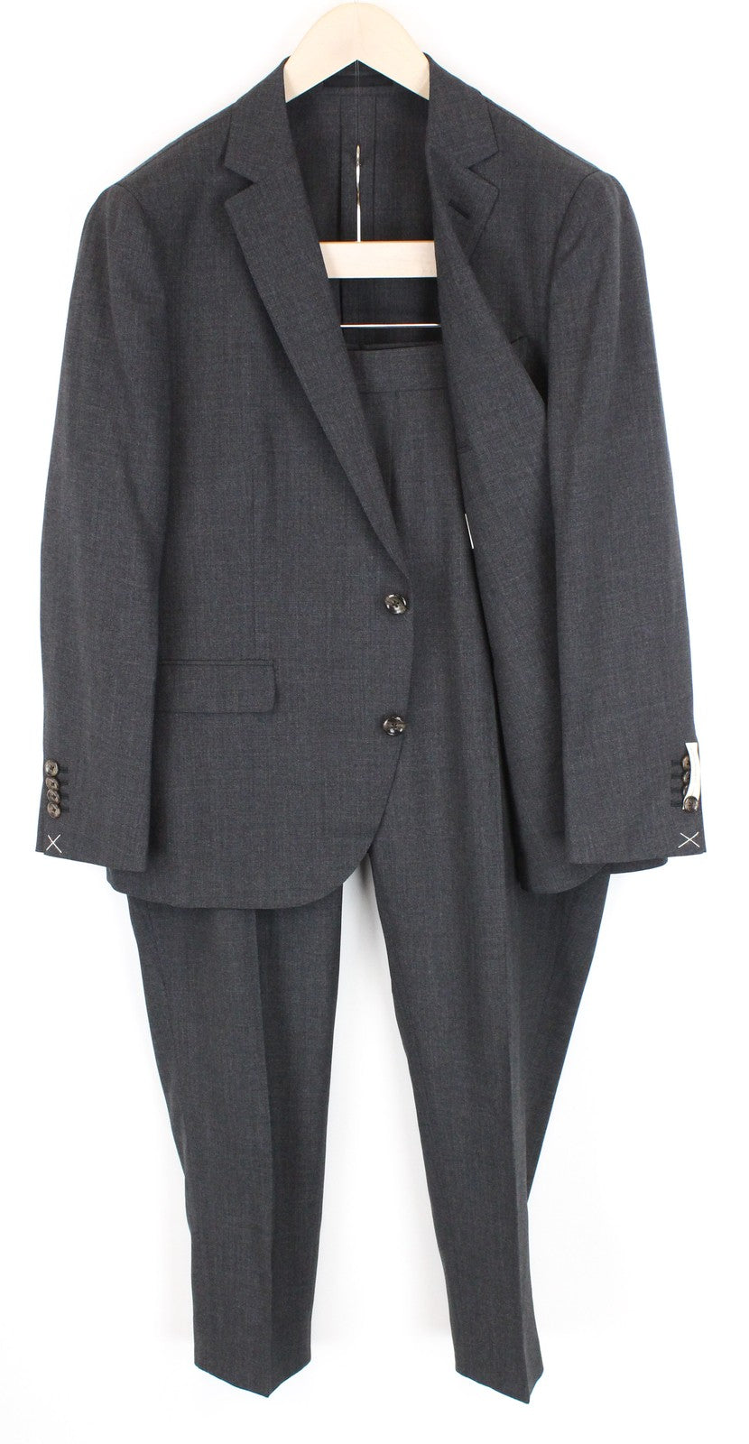 SUITSUPPLY La Spalla Men Suit UK44S Unlined Single-Breasted Grey Wool 2 Piece