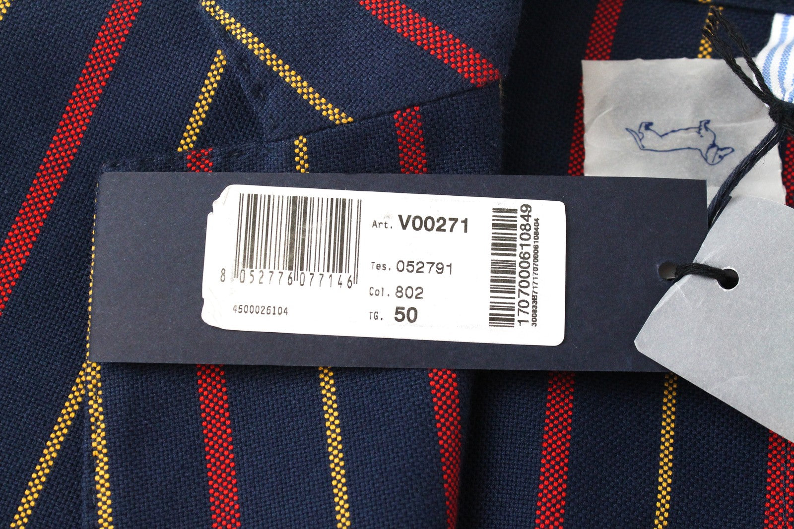 HARMONT & BLAINE Men Blazer 50 Navy Pure Cotton Striped Single-Breasted