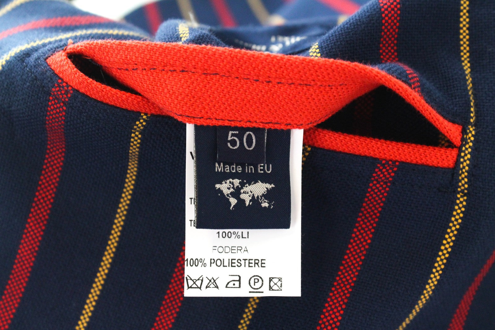 HARMONT & BLAINE Men Blazer 50 Navy Pure Cotton Striped Single-Breasted