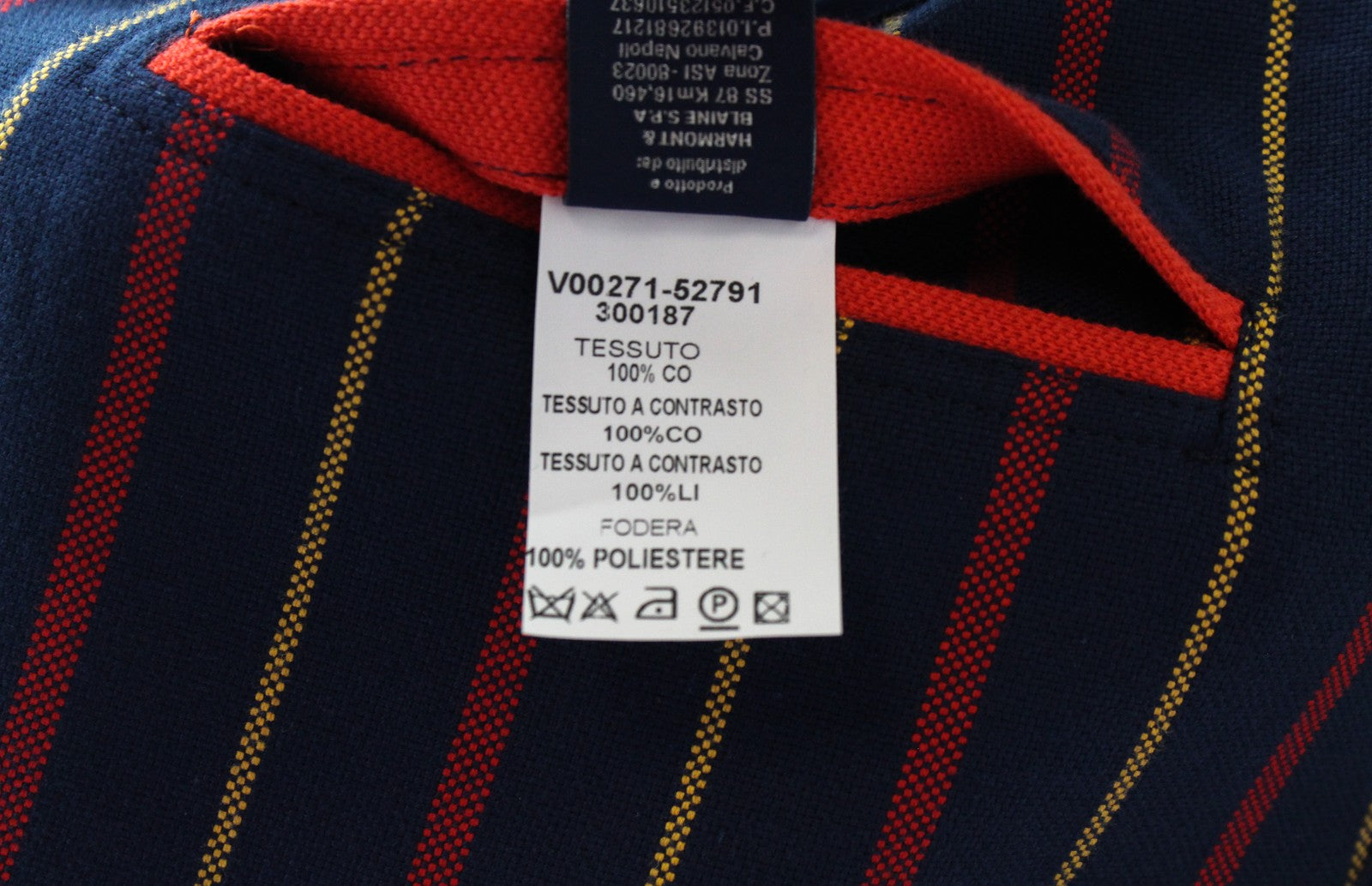 HARMONT & BLAINE Men Blazer 50 Navy Pure Cotton Striped Single-Breasted