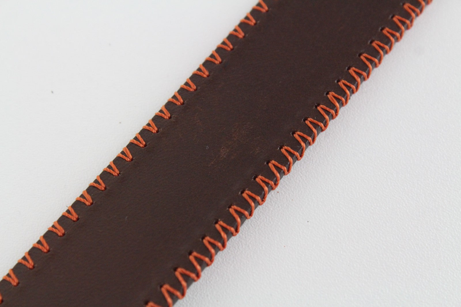 HARMONT & BLAINE Men Belt 120 cm Brown Logo Genuine Leather Orange Threading_