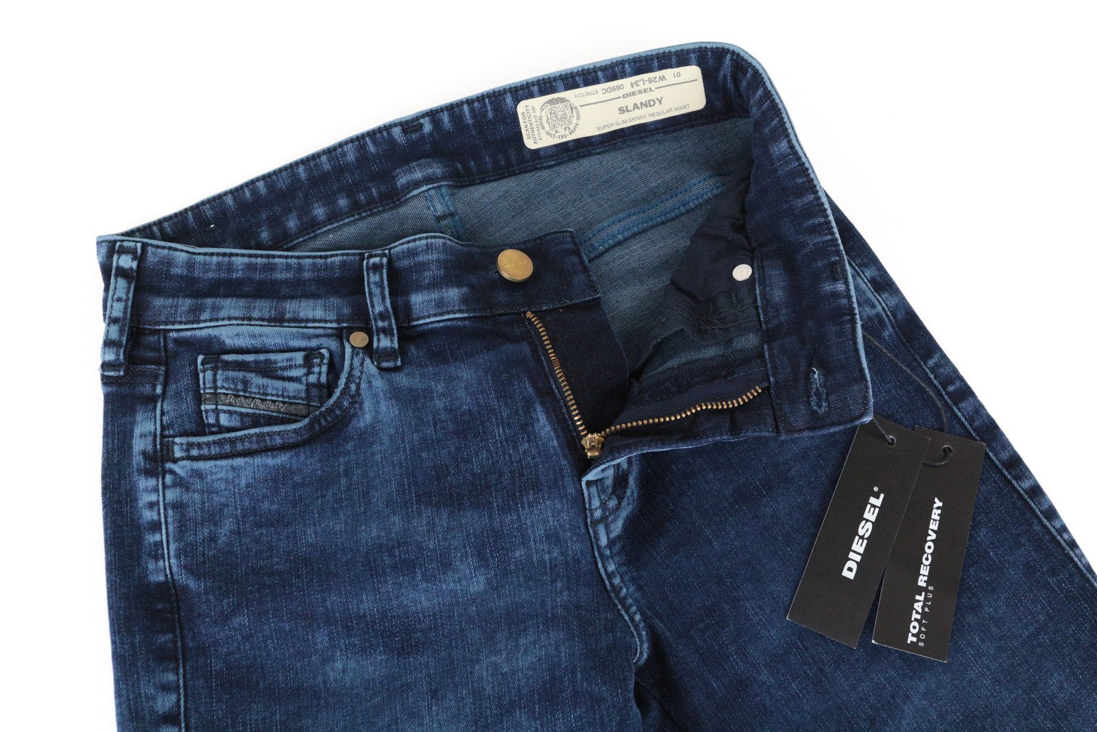 DIESEL Slandy 069DC Women Jeans W26/L34 Super Slim-Skinny Blue Cotton Stretch