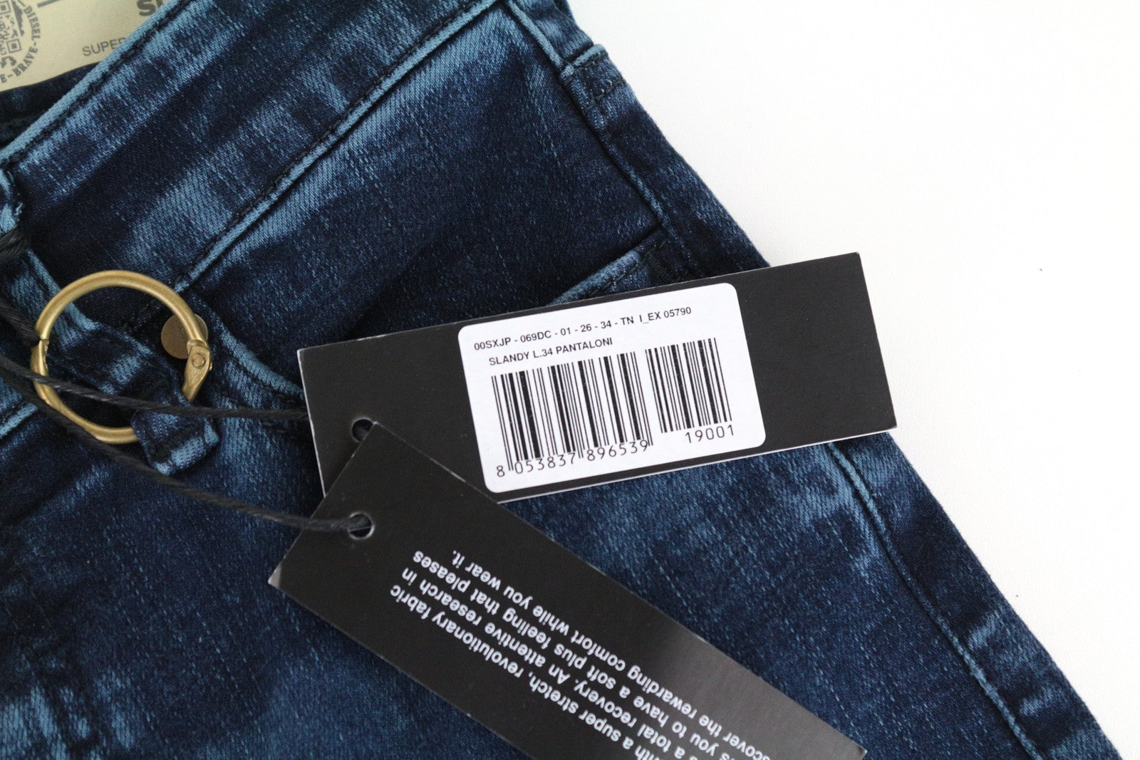 DIESEL Slandy 069DC Women Jeans W26/L34 Super Slim-Skinny Blue Cotton Stretch