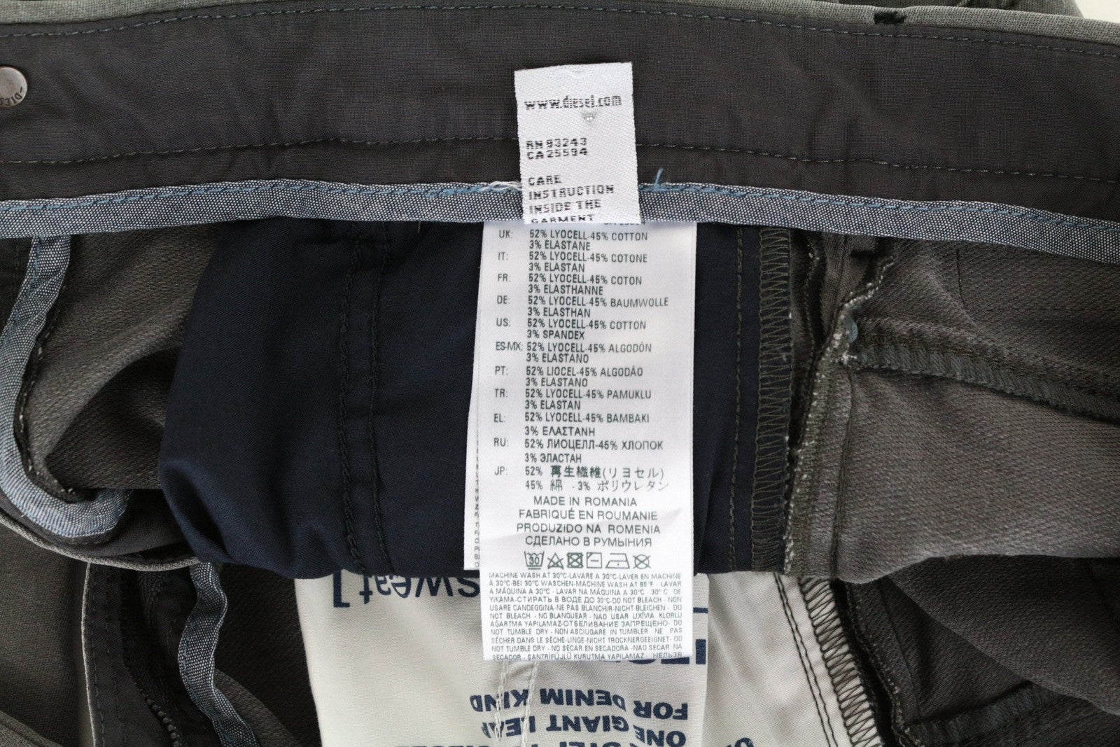 DIESEL Chino-M-NE 0685E Men Jeans W26 Sweat Jogg Slim Fit Grey Stretch Boys