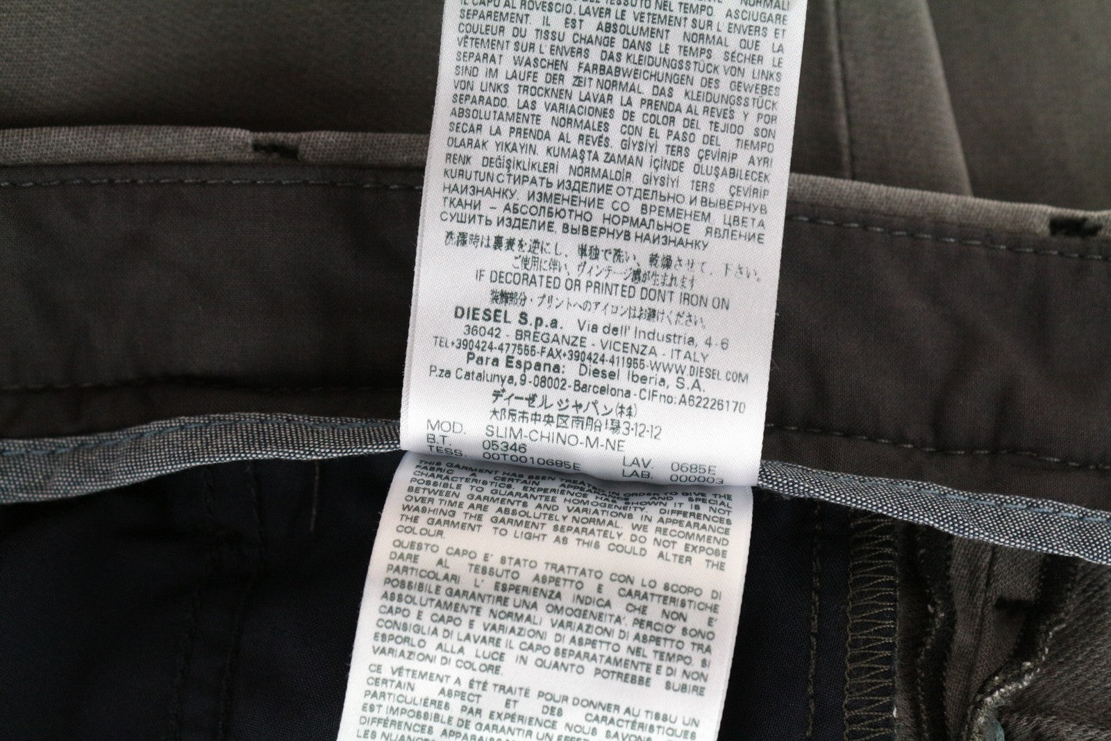 DIESEL Chino-M-NE 0685E Men Jeans W26 Sweat Jogg Slim Fit Grey Stretch Boys