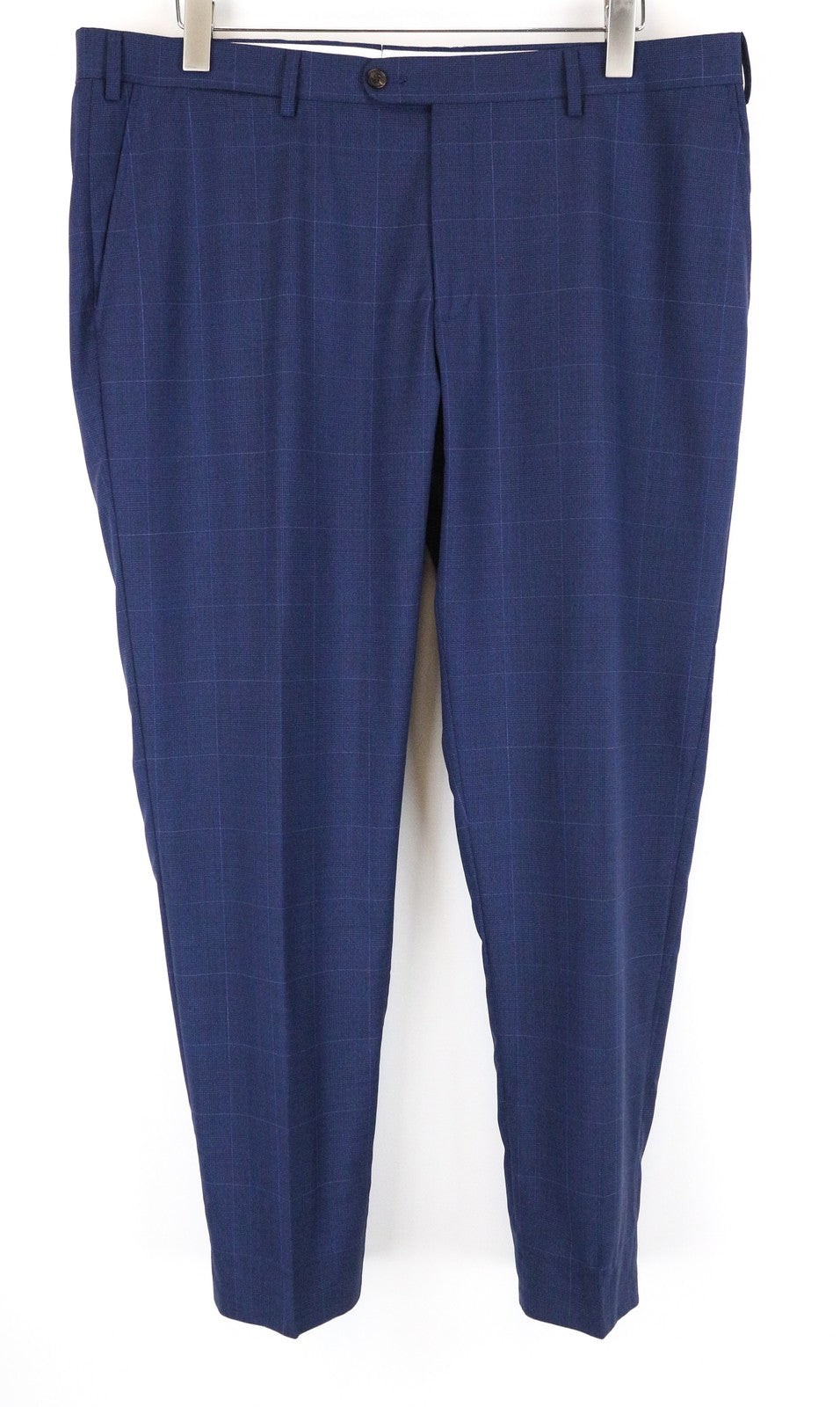 SUITSUPPLY Sienna Men Trousers UK44S Pure Wool Blue Pleated Checked Pattern