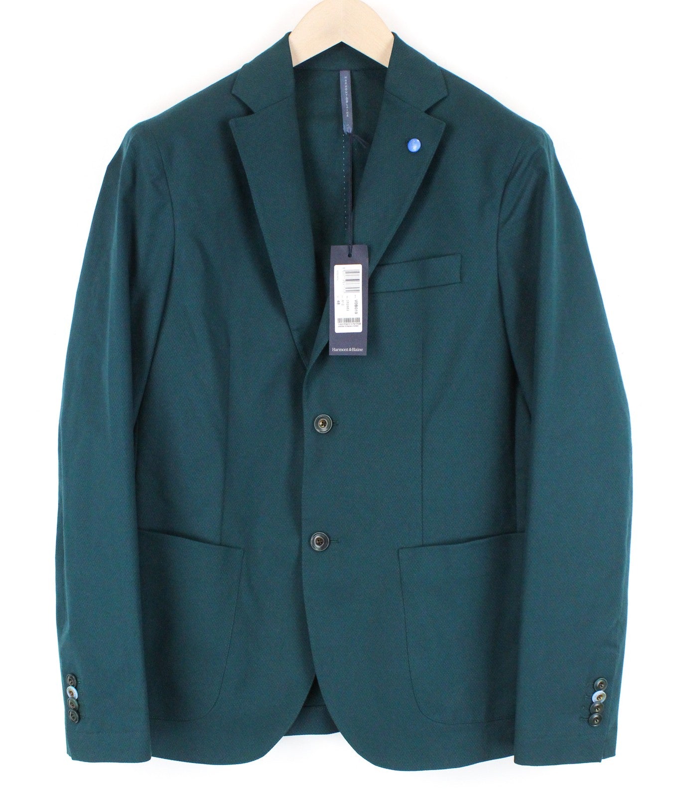 HARMONT & BLAINE Men Blazer 48 Green Cotton Stretch Unlined Single-Breasted
