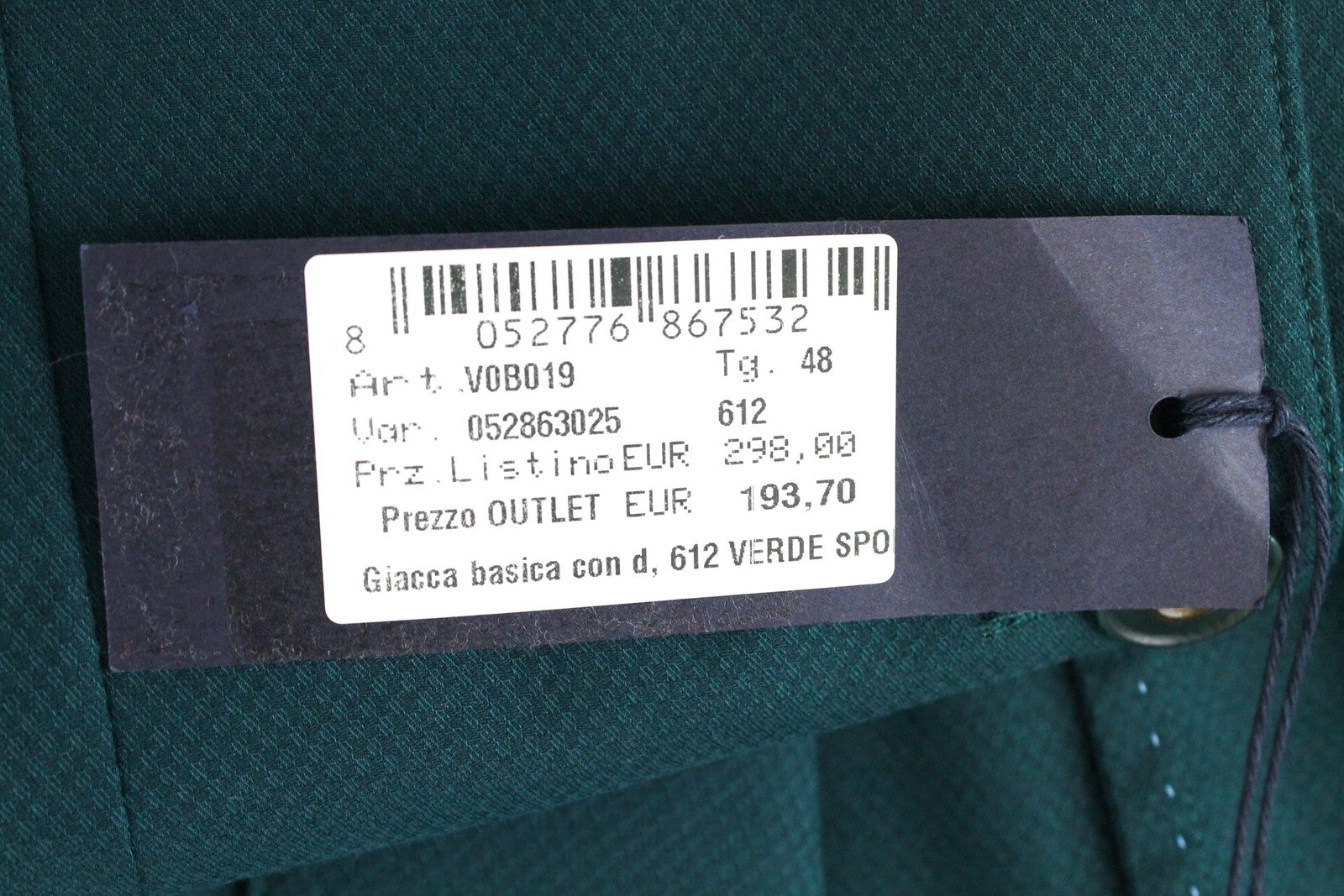 HARMONT & BLAINE Men Blazer 48 Green Cotton Stretch Unlined Single-Breasted