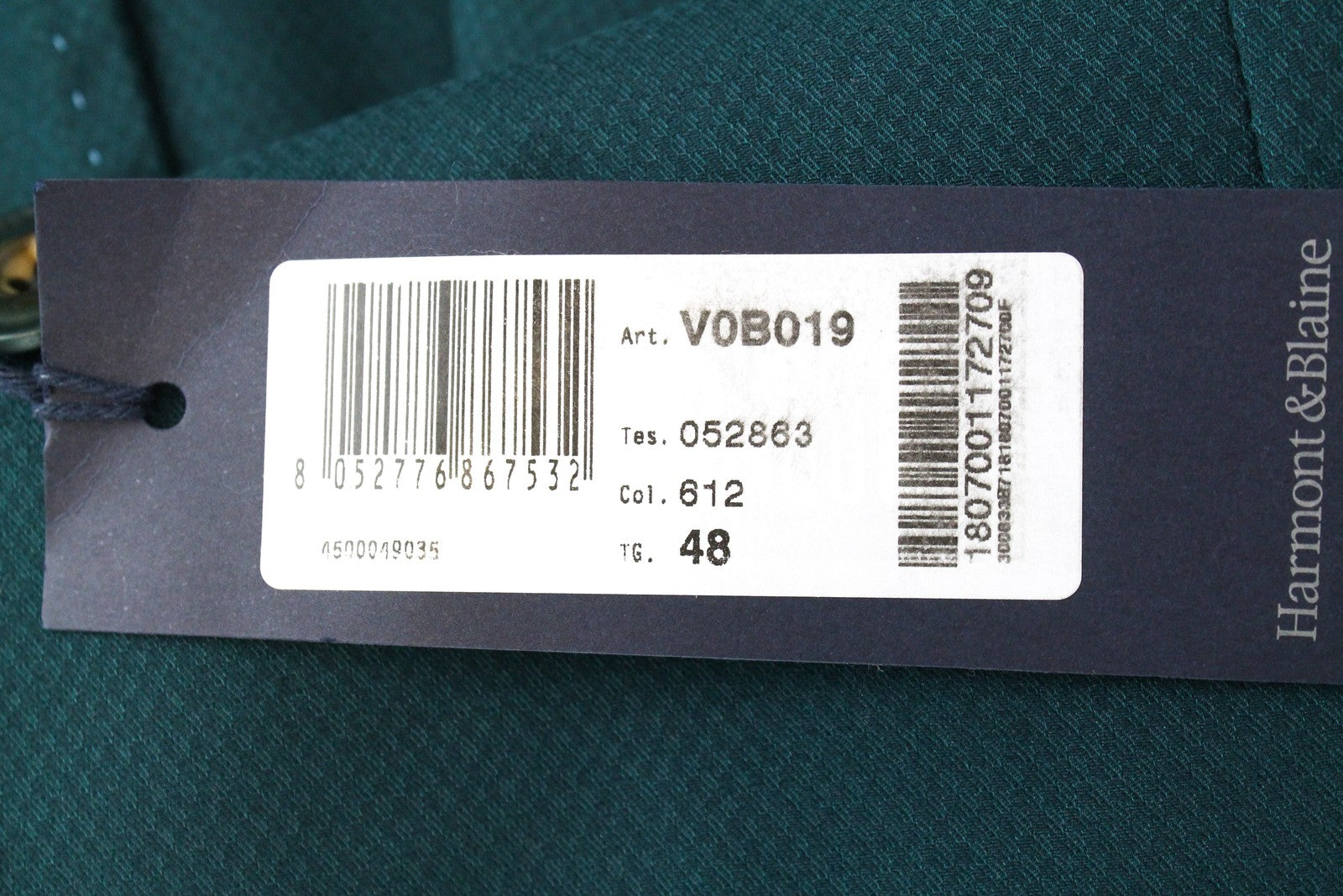 HARMONT & BLAINE Men Blazer 48 Green Cotton Stretch Unlined Single-Breasted