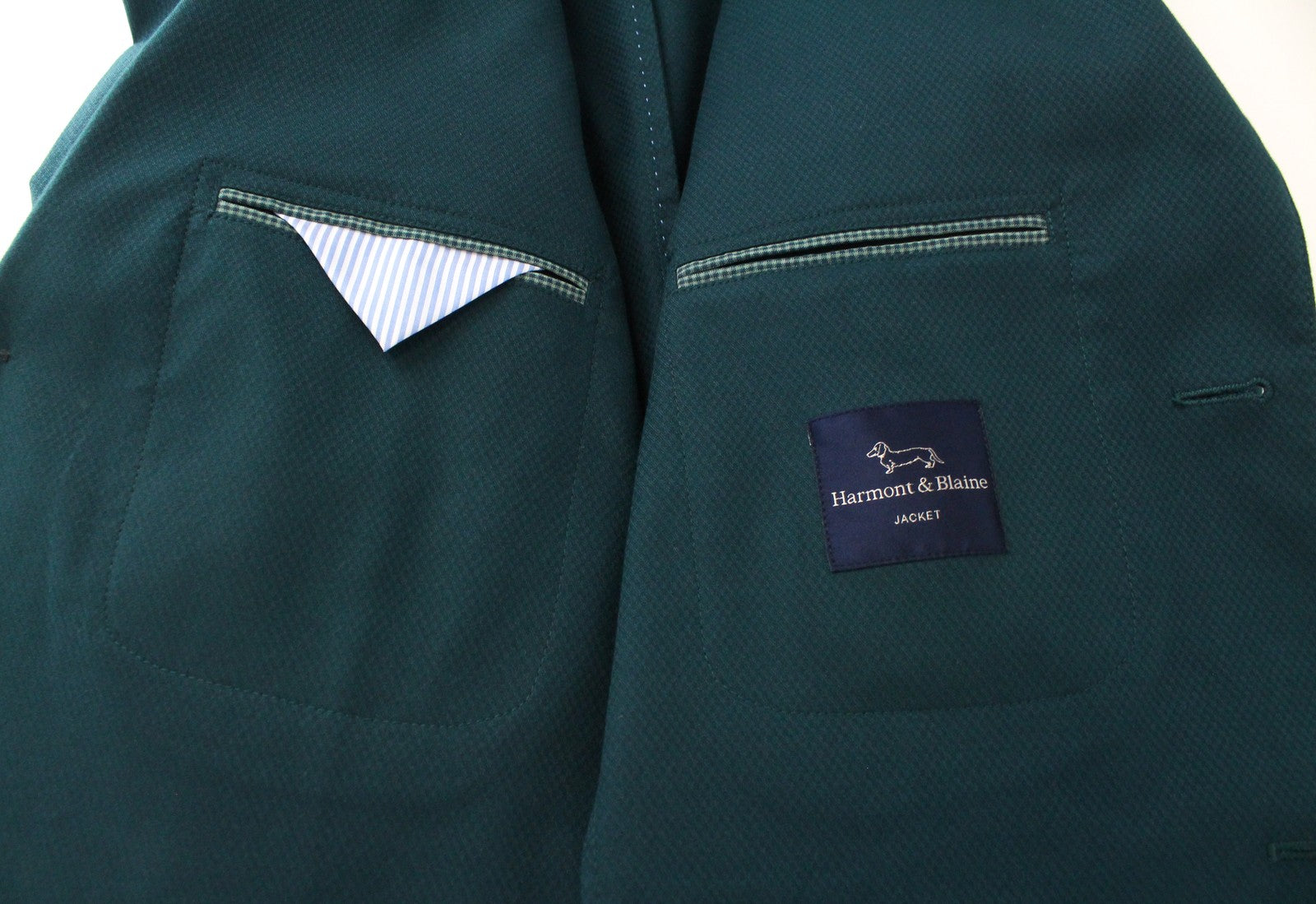 HARMONT & BLAINE Men Blazer 48 Green Cotton Stretch Unlined Single-Breasted