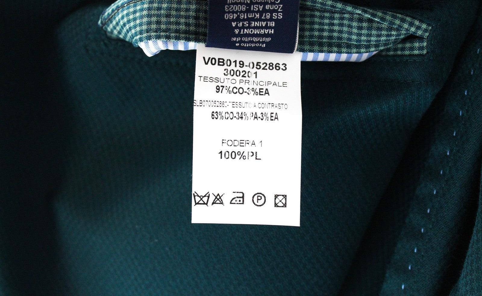 HARMONT & BLAINE Men Blazer 48 Green Cotton Stretch Unlined Single-Breasted